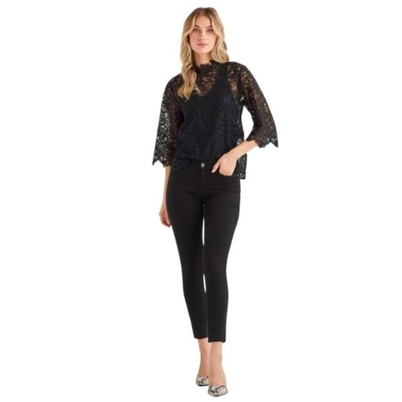 7  for all Mankind B(air) Denim The Ankle Skinny Jeans Black Raw Hem Size‎ 24 - Picture 2 of 12